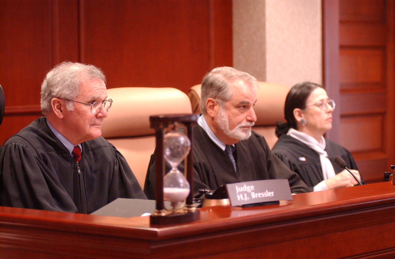 E.L. Hubbard/Journal-News
Judges Matthew Crehan, H.J. Bressler, and Patricia Oney are presiding over the trial of Derrick Bird.