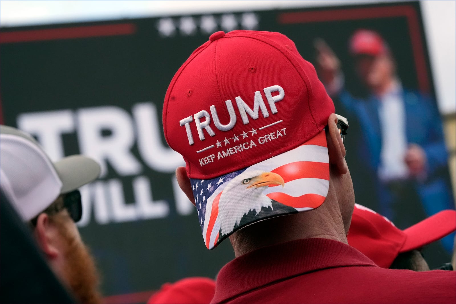 Supporters arrive before Republican presidential nominee former President Donald Trump speaks at a campaign rally in Gastonia, N.C., Saturday, Nov. 2, 2024. (AP Photo/Chris Carlson)