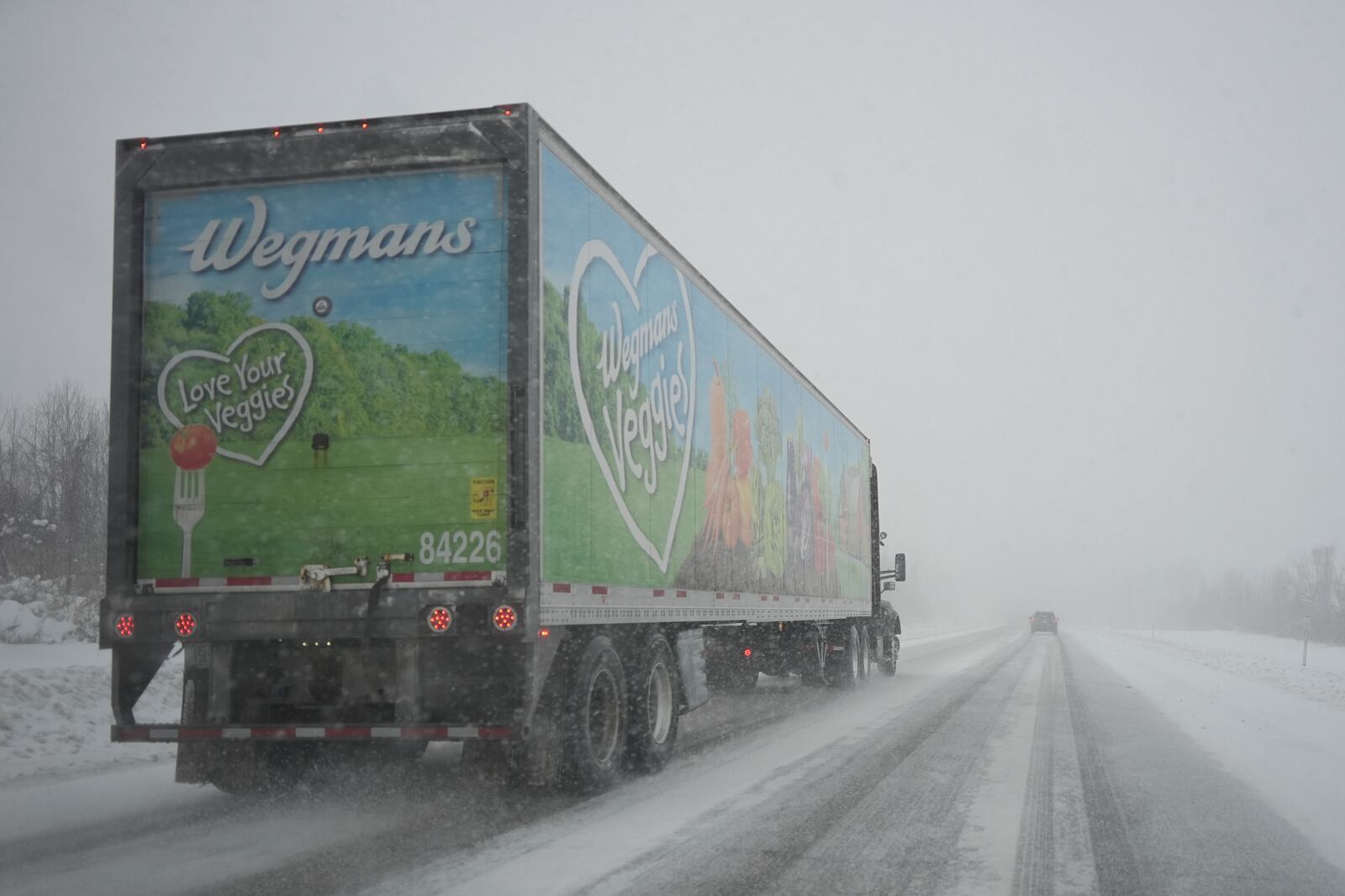 A truck travels on interstate 90 near New York-Pennsylvania border in Ripley, N.Y., Monday, Dec 2, 2024. (AP Photo/Gene J. Puskar)