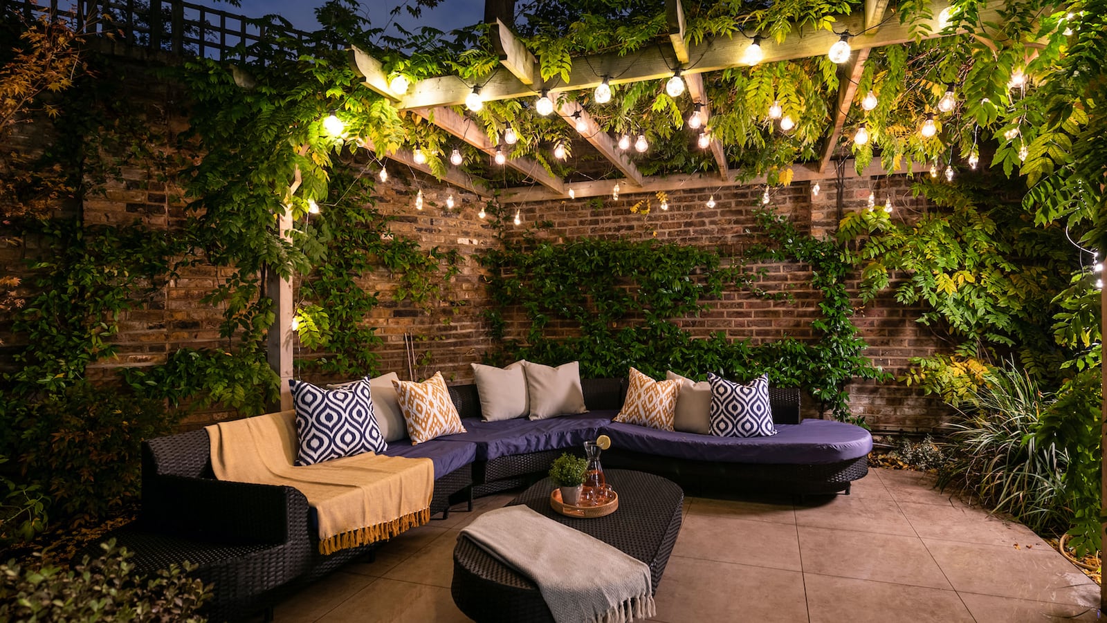 Outdoor lighting is important for safety and esthetics. Lighting is available in a myriad of styles from string lights, to solar lighting to installed landscape lights.