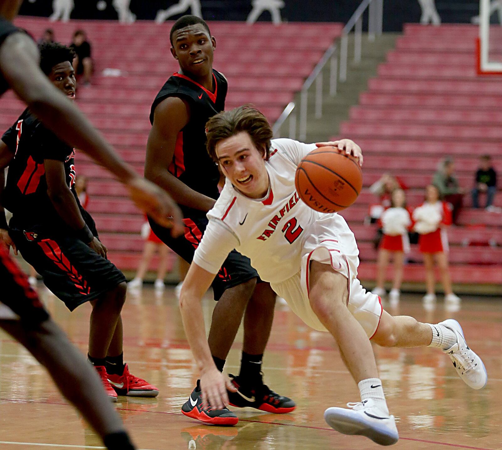 Fairfield guard Drew O’Donnell makes a move to the hoop during Tuesday night’s game against Colerain at Fairfield Arena. CONTRIBUTED PHOTO BY E.L. HUBBARD