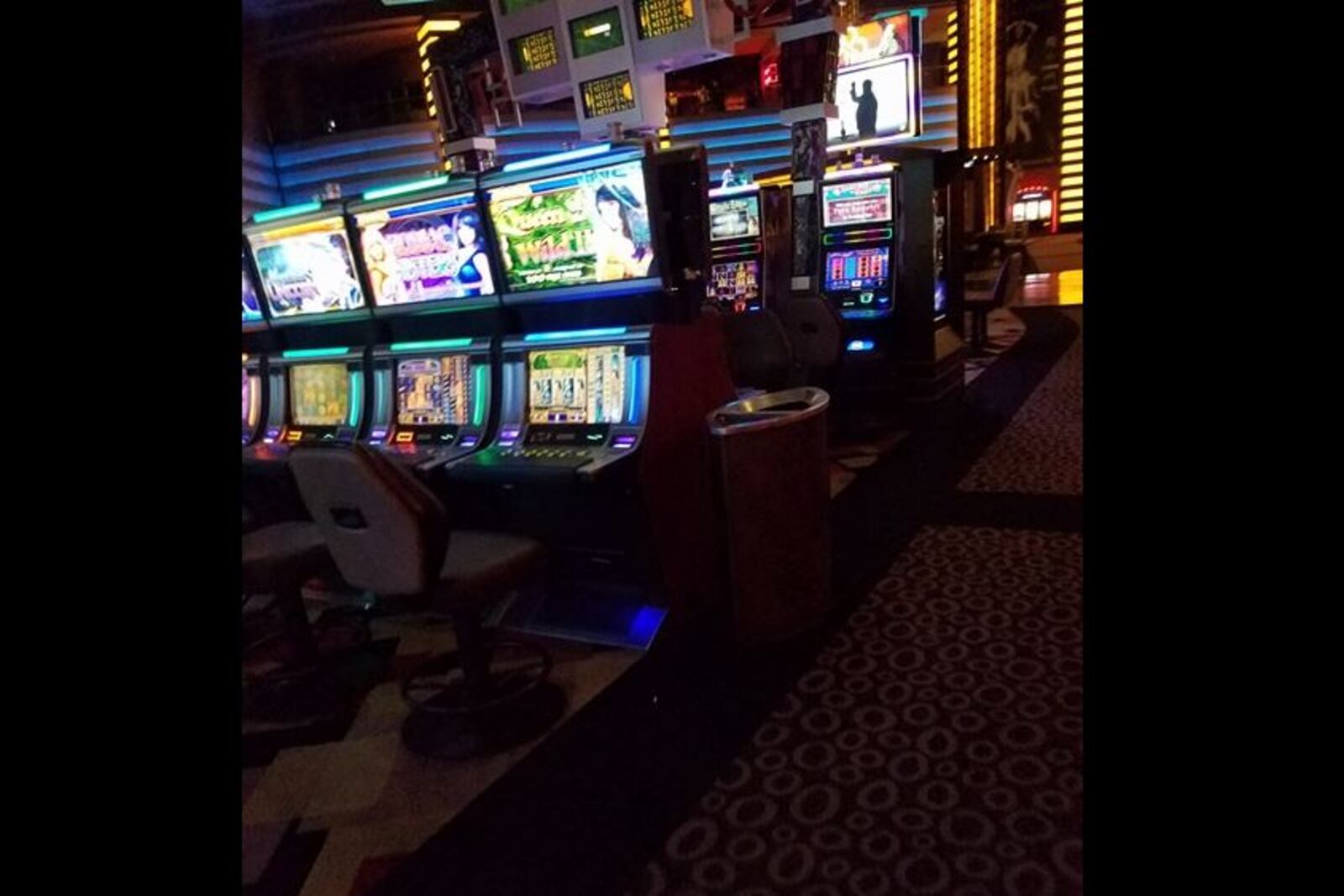 Empty slot machines can be seen in the lobby of the Planet Hollywood Resort and Casino shortly after the deadly shooting Monday morning. Jen Rupert/Contributed photo