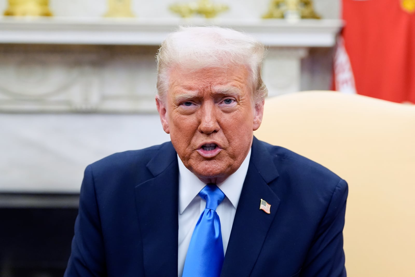 President Donald Trump speaks during a meeting with Jordan's King Abdullah II in the Oval Office at the White House, Tuesday, Feb. 11, 2025, in Washington. (Photo/Alex Brandon)