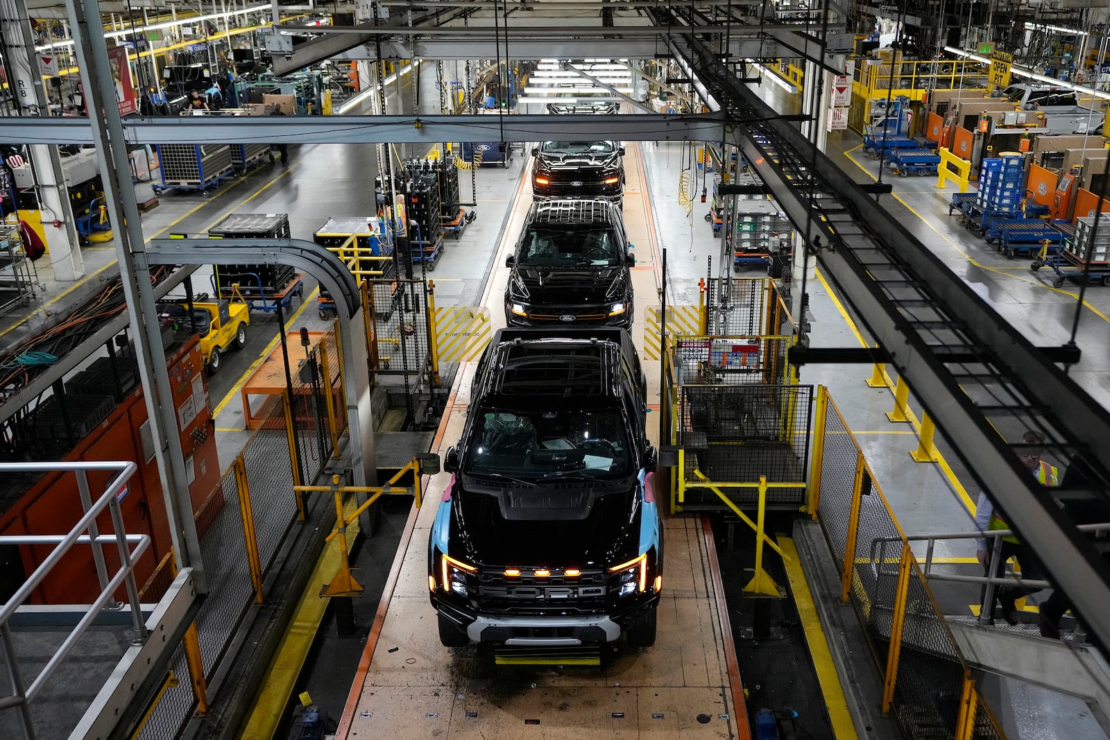 FILE - A 2024 Ford F-150 truck is assembled at the Dearborn Truck Plant, April 11, 2024, in Dearborn, Mich. (AP Photo/Carlos Osorio, File)