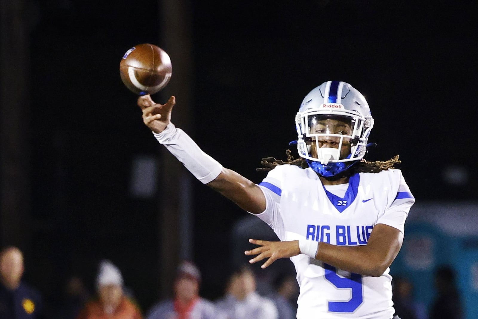 Hamilton's Antonio Mathis makes a pass during their 37-7 playoff football game loss to Princeton Friday, Nov. 8, 2024 at Princeton High School in Sharonville. NICK GRAHAM/STAFF