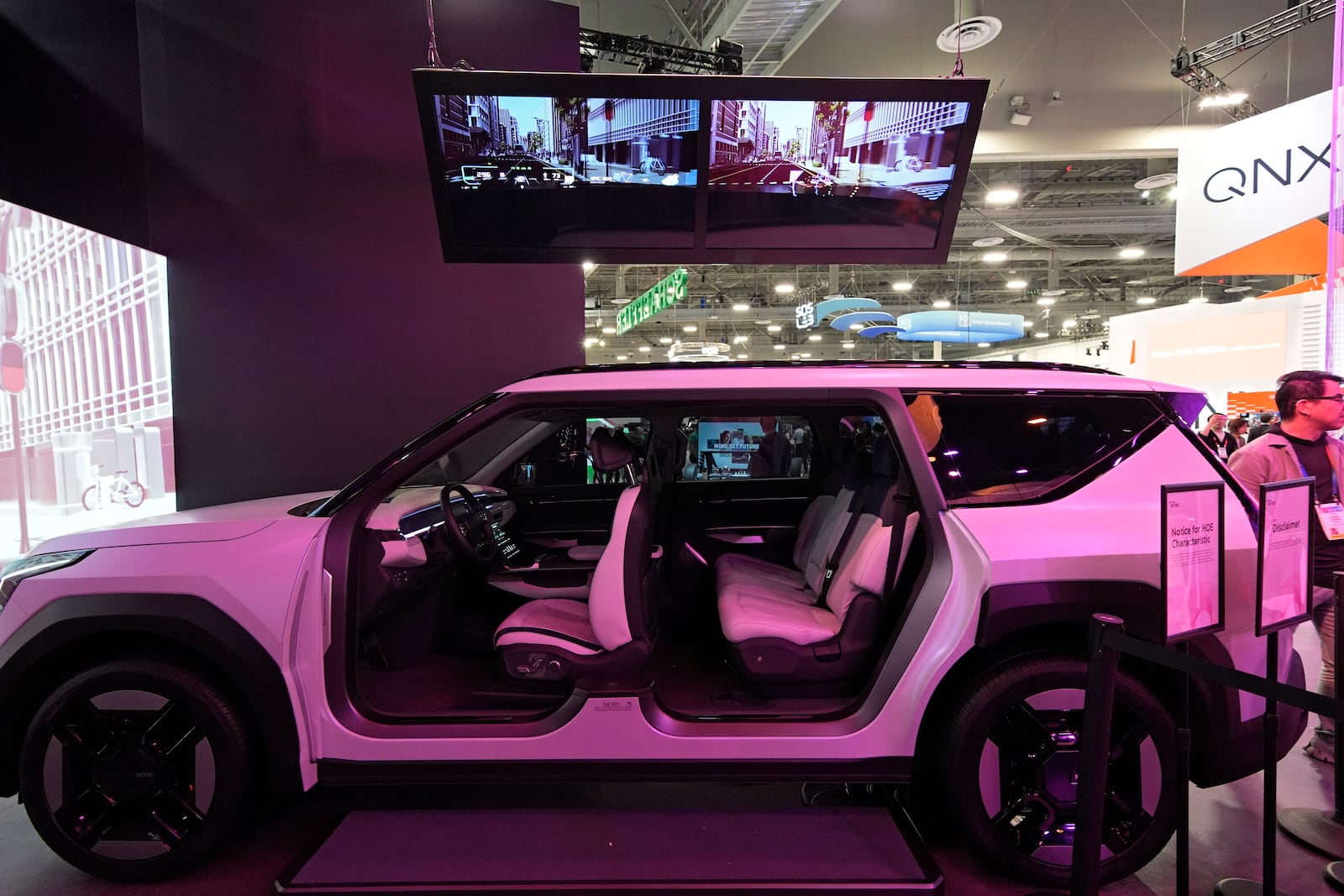 A Holographic Windshield display exhibit is on display at the Hyundai Mobis booth during the CES tech show Tuesday, Jan. 7, 2025, in Las Vegas. (AP Photo/John Locher)