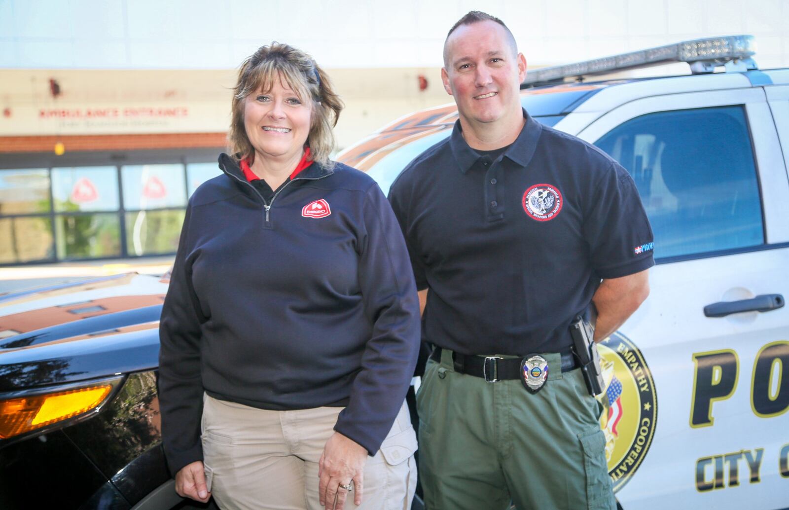 Jennifer Mason, EMS Coordinator at Fort Hamilton Hospital, and Hamilton Police officer Brian Wynn are part of the Fort Hamilton Hospital Fort’s Opiate Recovery Taskforce (F.O.R.T.). The program is one way the hospital is handling the increased amount of people overdosing on opioids. 