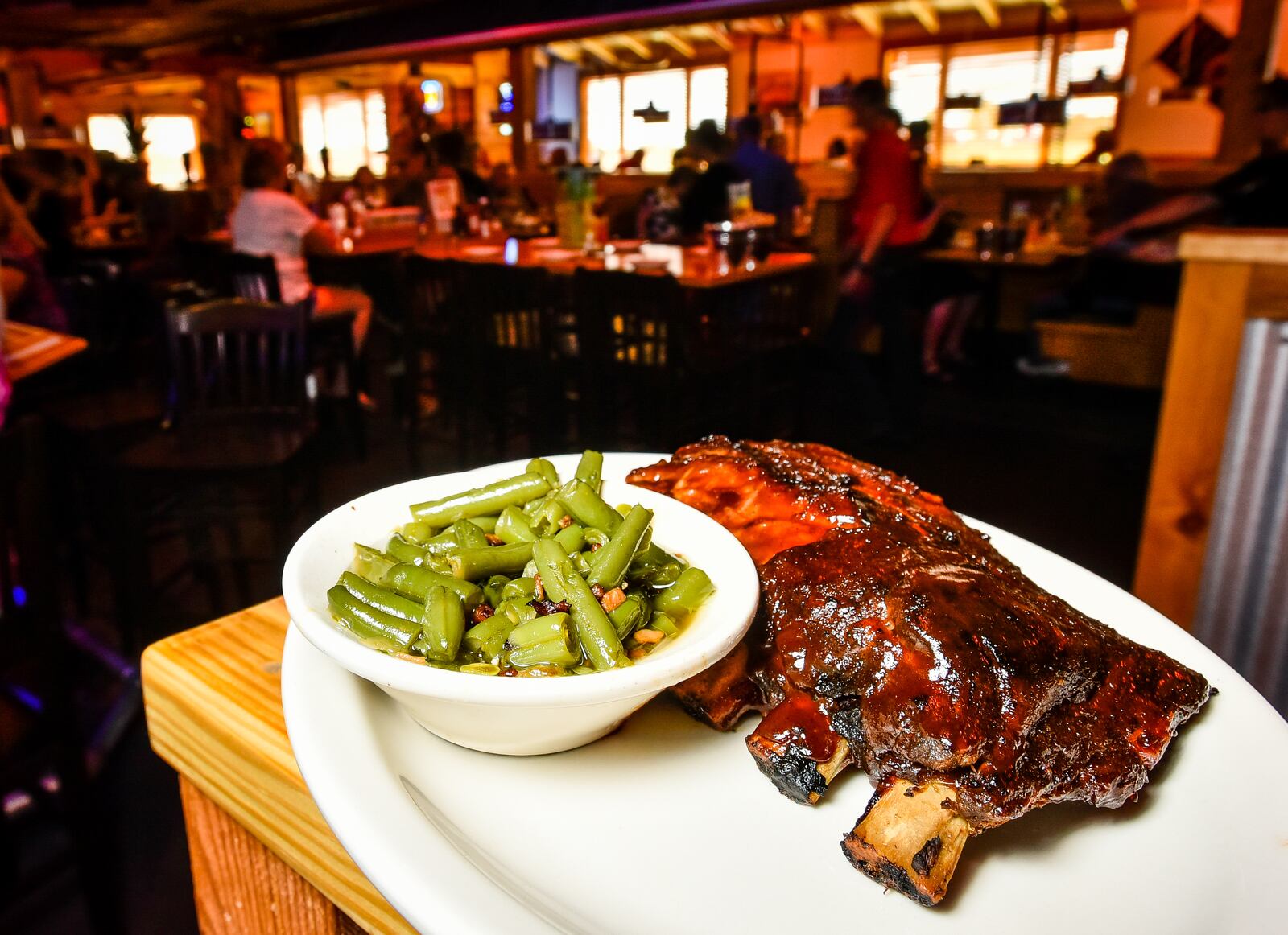 The Half Slab of Fall-off-the-Bone Ribs and green beans at Texas Roadhouse in West Chester Twp. 