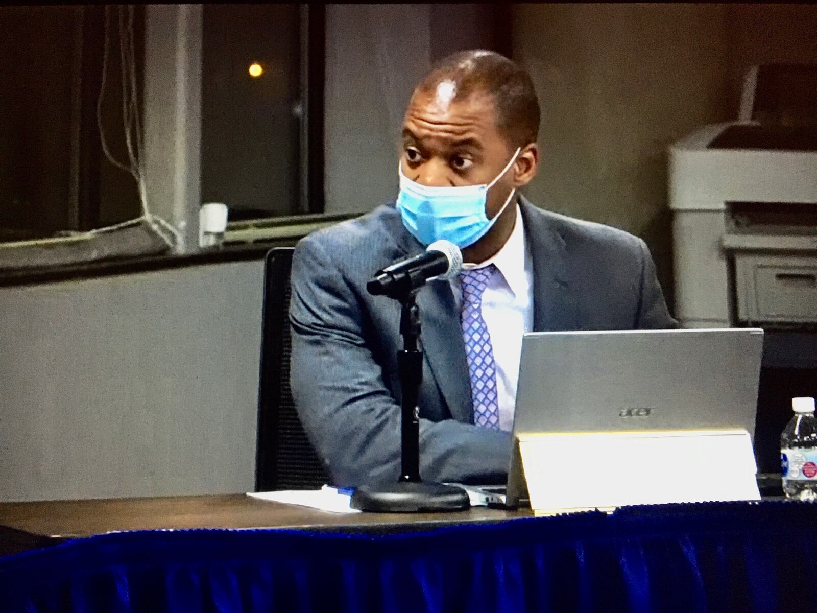 The governing board of the 6,300-student Middletown Schools has approved a mandatory mask order extention for students and staffers from Superintendent Marlon Styles Jr. (pictured) during a meeting Monday. School officials pointed to teacher, staffer and school parent survey results showing many supported such an action during the recent surge in COVID-19 Omicron variation infections in the region. (Photo By Michael D. Clark\Journal-News)