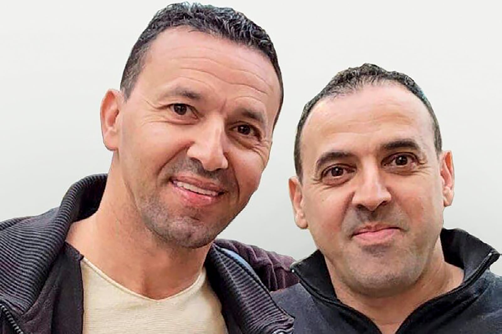 This undated photo provided by Hostage's Family Forum shows Israeli hostage Eli and Yossi Sharabi, who were abducted and brought to Gaza on Oct. 7, 2023. (Hostages Family Forum via AP)