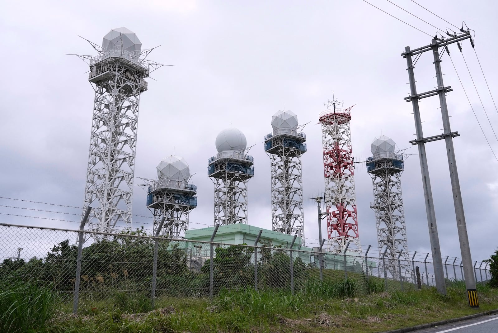 Radar towers set up by the Japan Self-Defense Forces (JSDF) stand on Yonaguni, a tiny island on Japan’s western frontier, Friday, Feb. 14, 2025. (AP Photo/Ayaka McGill)