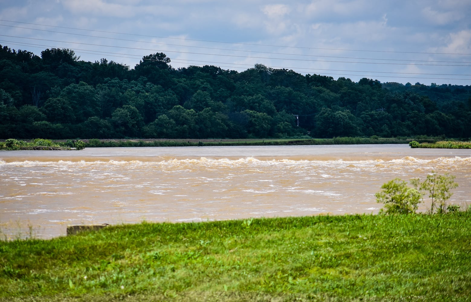 Great Miami River level higher than normal after  heavy rain