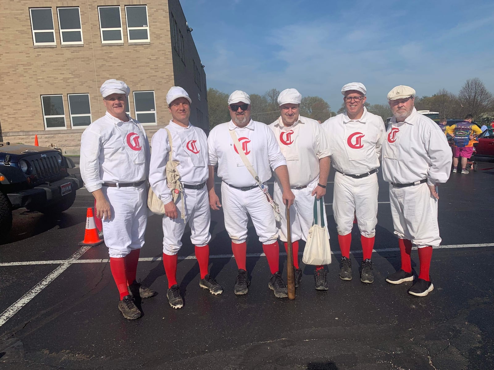 Pictured are members of the 1869 Cincinnati Red Stockings vintage baseball ahead of the 2022 Joe Nuxhall Miracle League Field Opening Day Parade. This year's parade is set for this Saturday, April 22, 2023, starting at Sacred Heart Church on Nilles Road and ending at the Miracle League Fields on Groh Lane. PROVIDED