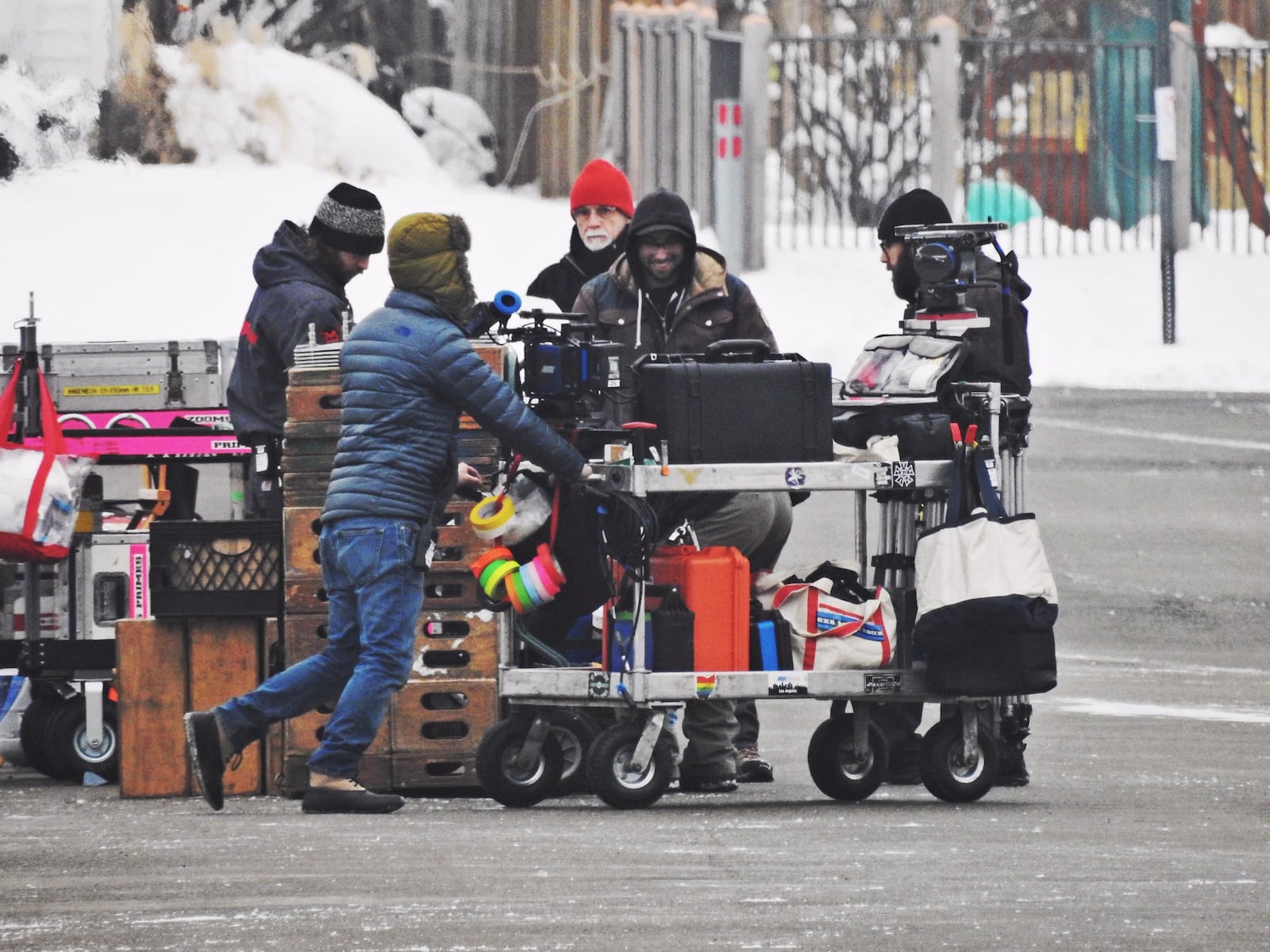 Crews worked Tuesday, Jan. 15, 2019, on filming scenes for the movie "Dry Run," starring Mark Ruffalo and Anne Hathaway. NICK GRAHAM / STAFF