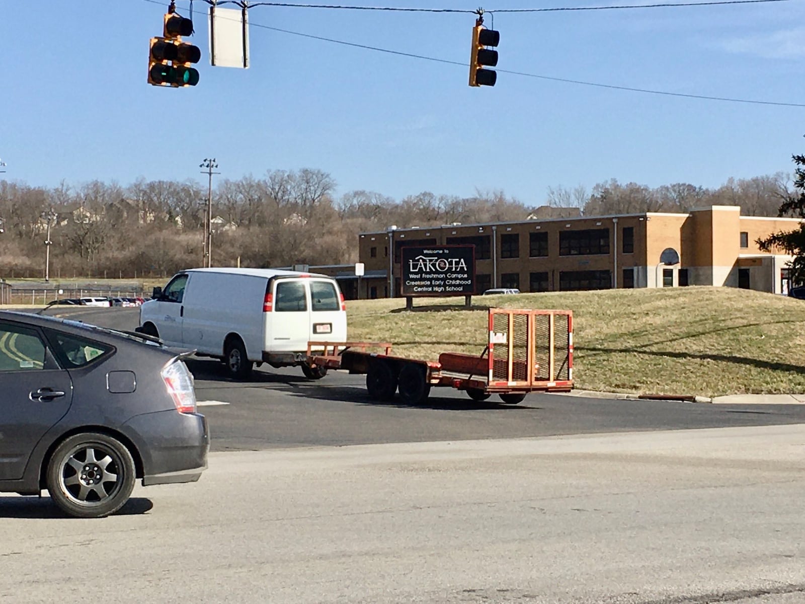 Butler County has seen dozens of traffic roundabouts constructed in recent years but one coming up this summer will directly impact three Lakota schools that share a West Chester Twp. campus. A new roundabout is planned to be built during school summer break at the intersection of Beckett and Tylersville Roads next to the campus housing Lakota West Freshman School, Creekside Early Childhood Center and Lakota Central High School, an alternative learning facility next to the freshman building. (Photo By Michael D. Clark\Journal-News)