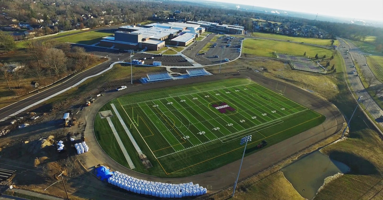 Aerial photos show the Middletown High School and middle school campus. The historic and massive transformation was a $96 million project â€” the largest in the city schools â€” and involved the flipping of a track and field stadium to the opposite side of the campus. submitted