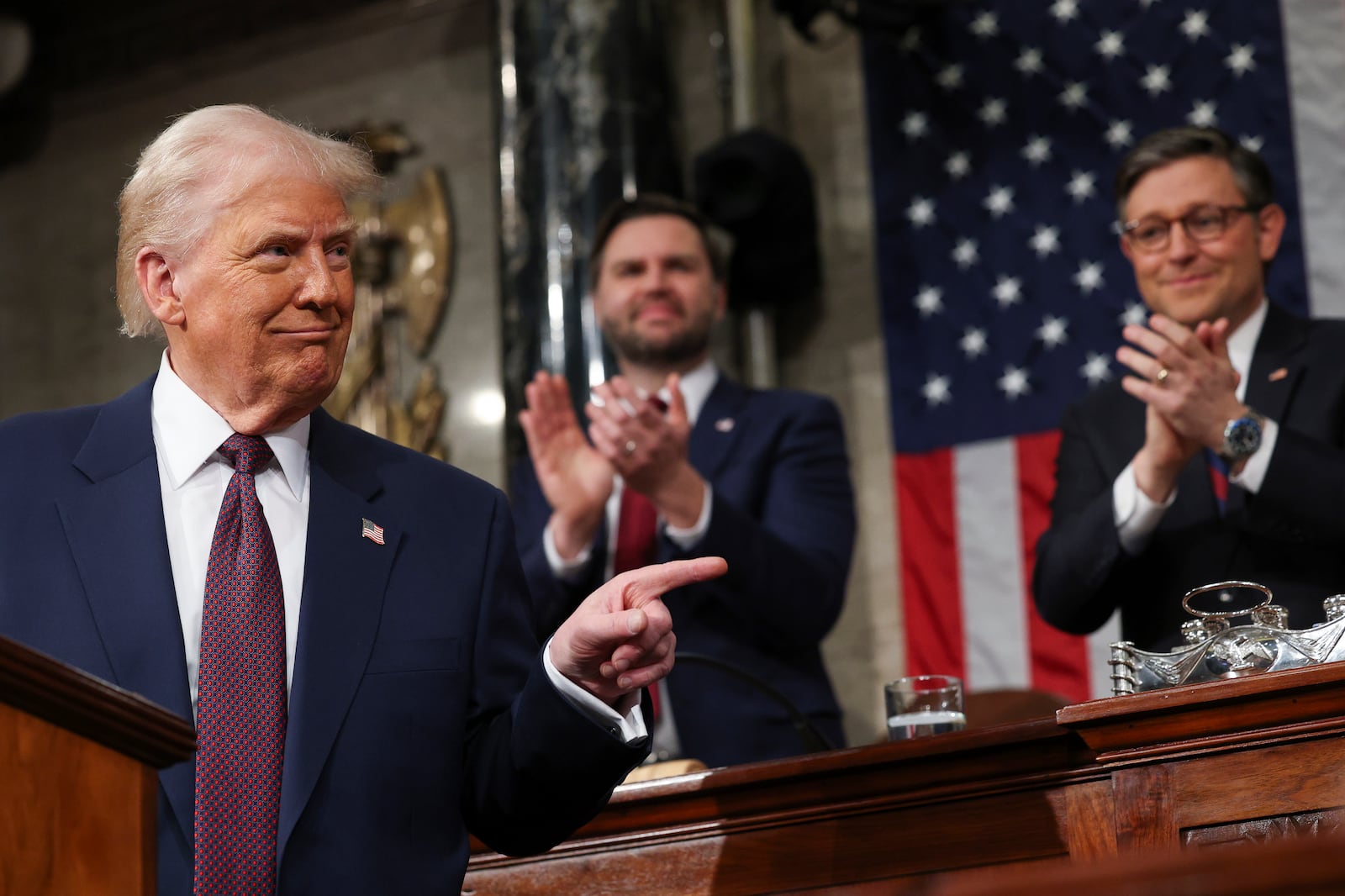 President Donald Trump addresses a joint session of Congress at the Capitol in Washington, Tuesday, March 4, 2025. (Win McNamee/Pool Photo via AP)