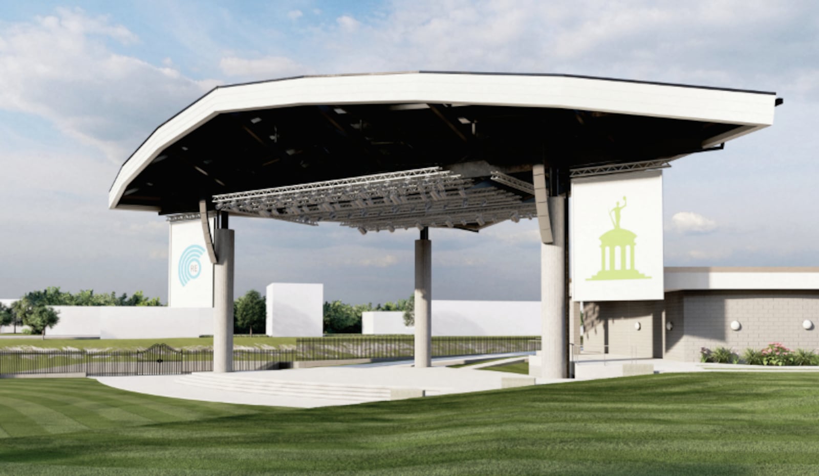 This is an artist's rendering of the planned new roof for the RiversEdge concert venue at Marcum Park in Hamilton. Construction for the new roof is expected to begin in October. PROVIDED/CITY OF HAMILTON