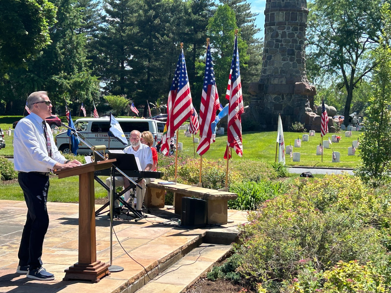 Middletown Municipal Court Judge James Sherron delivers the keynote address during the city's Memorial Day ceremony at Woodside Cemetery and Arboretum. RICK McCRABB/STAFF