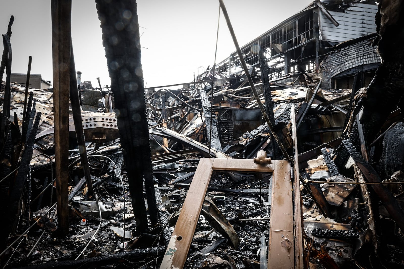 Fire caused catastrophic damage to building 1 at the Wright Company Factory site on West Third Street. JIM NOELKER/STAFF