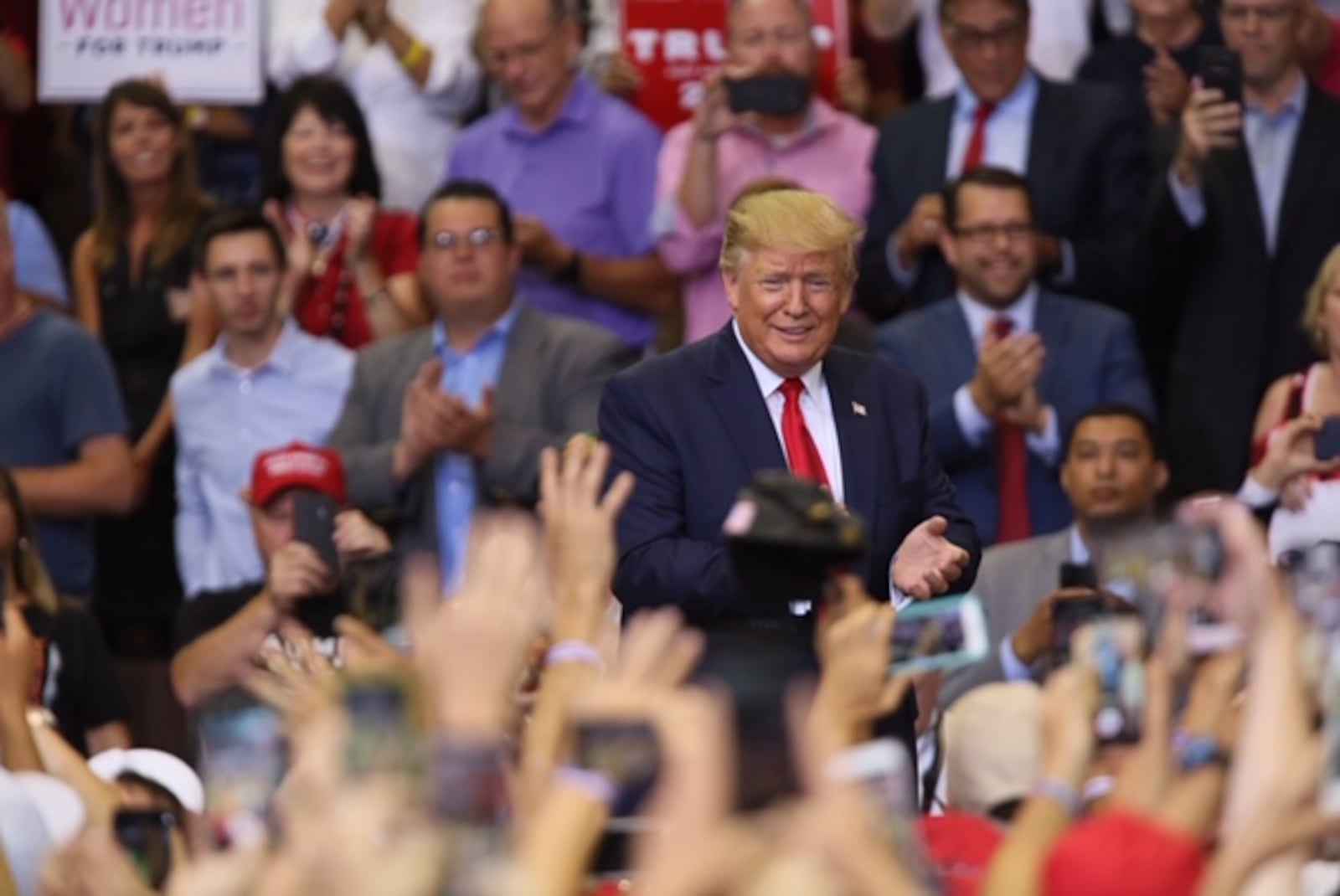 President Donald Trump in Cincinnati on Thursday. Photo by Greg Lynch