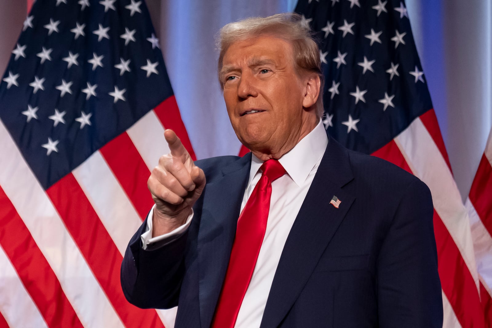 President-elect Donald Trump arrives to speak at a meeting of the House GOP conference, Wednesday, Nov. 13, 2024, in Washington. (AP Photo/Alex Brandon)