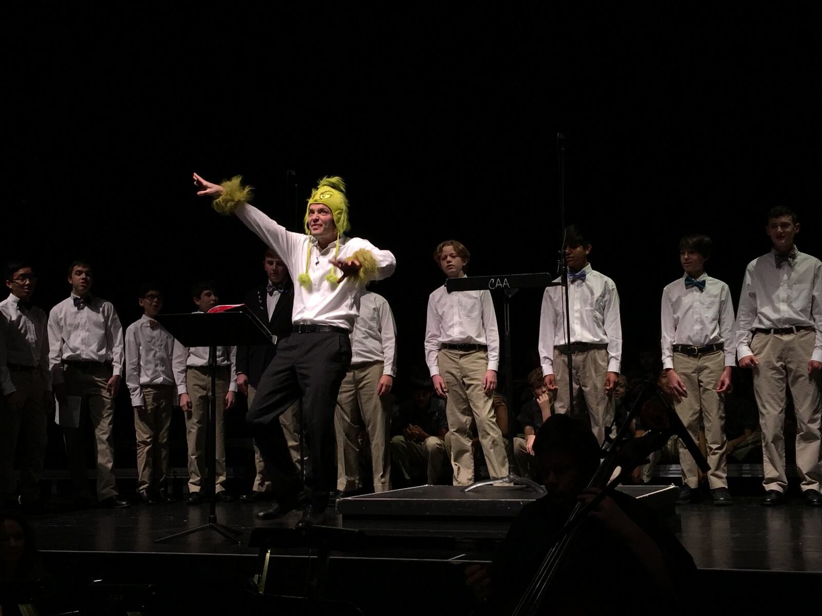 Every year, the Cincinnati Boychoir puts on a Christmas production that combines singing and theater at the Aronoff Center. Last year, they performed “How the Grinch Stole Christmas” (pictured). This year, they will be performing “A Christmas Carol.” CONTRIBUTED