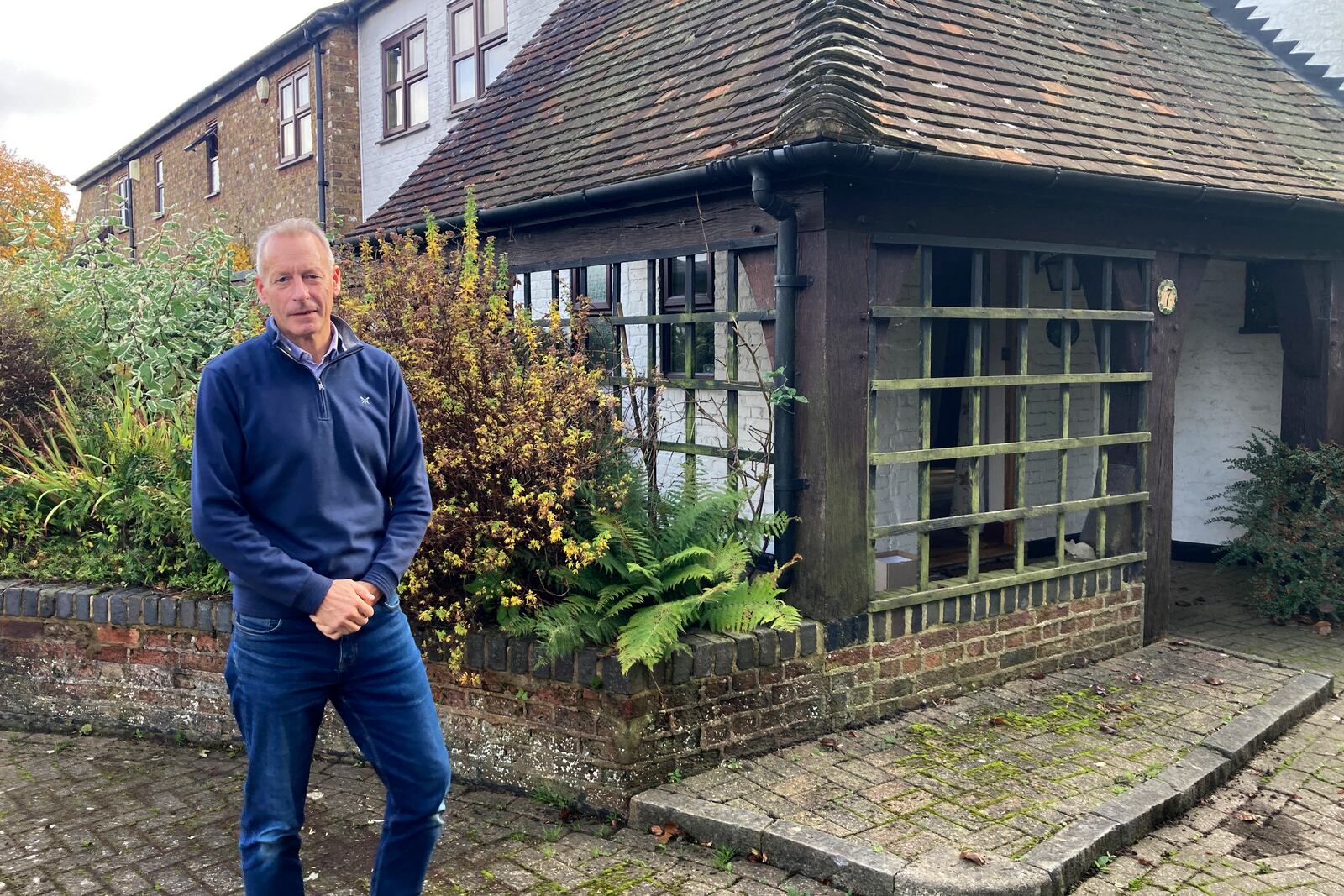 James Felstead poses near his home in Abbots Langley, England, on Friday, Oct. 18, 2024. Plans to build a data center in a field on Abbots Langley's outskirts has pitted the national government's priorities against the interests of local villagers. (AP Photo/Peter Morgan)