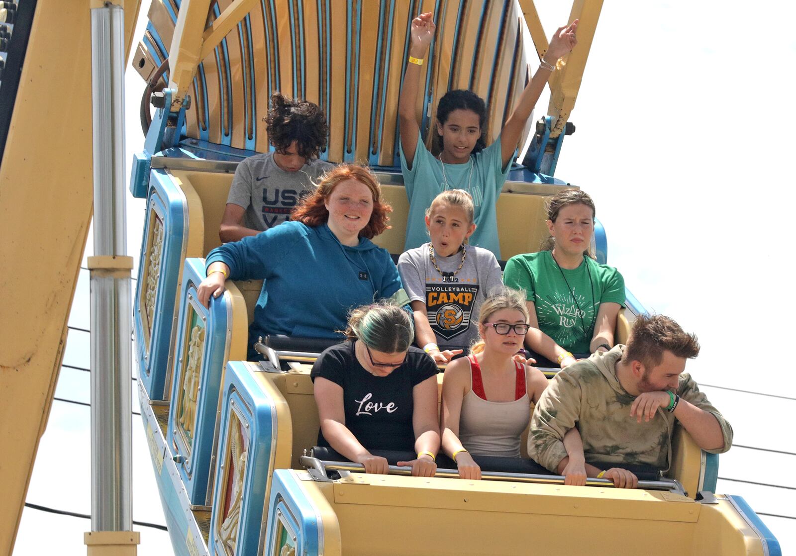 Fairgoers on one of the midway rides at the Clark County Fair Wednesday, July 27, 2022. BILL LACKEY/STAFF