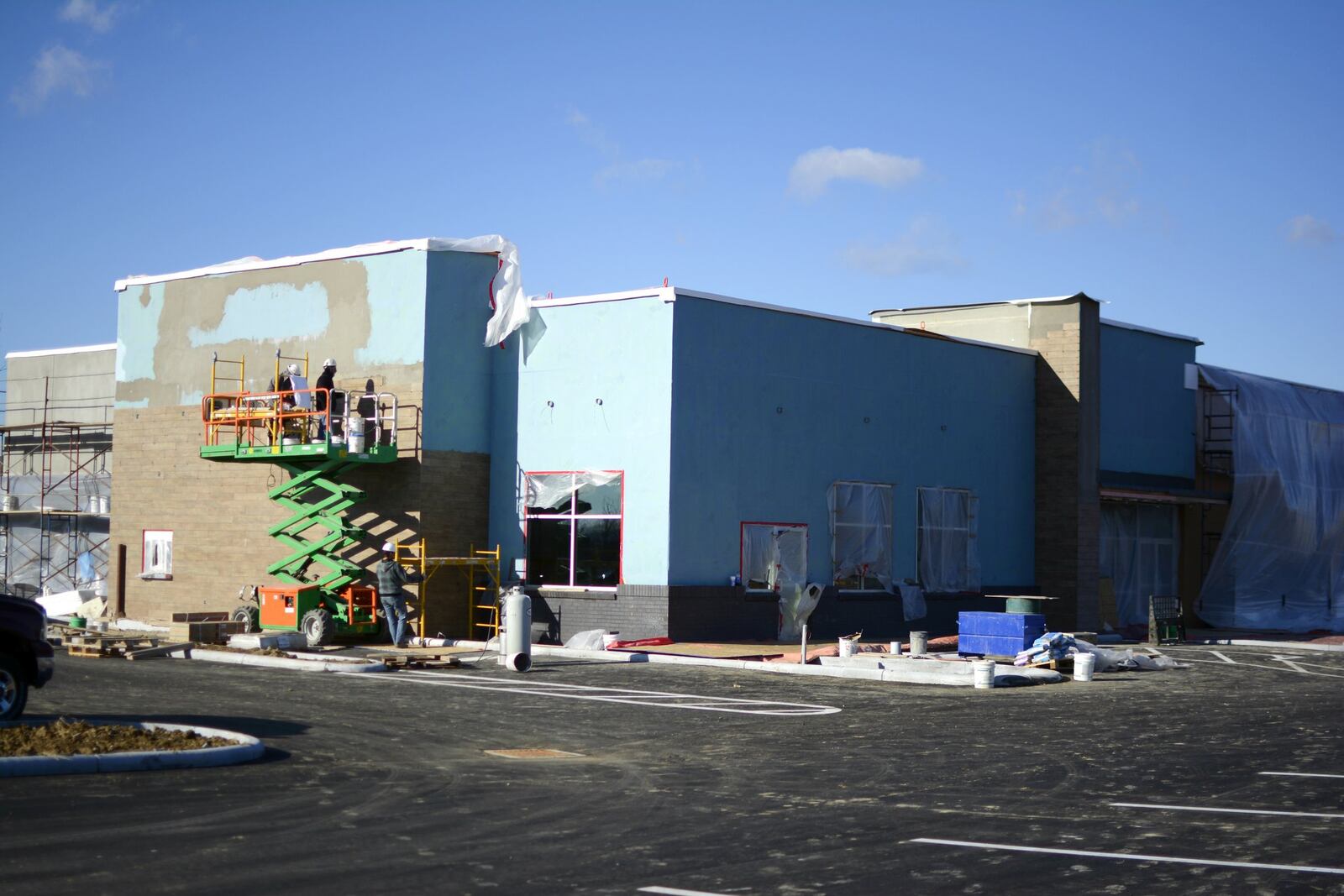 Construction work continues on a new Panera Bread restaurant at the corner of Market Place and Ohio 747 in West Chester Twp. The restaurant is expected to open in March 2018. MICHAEL D. PITMAN/STAFF