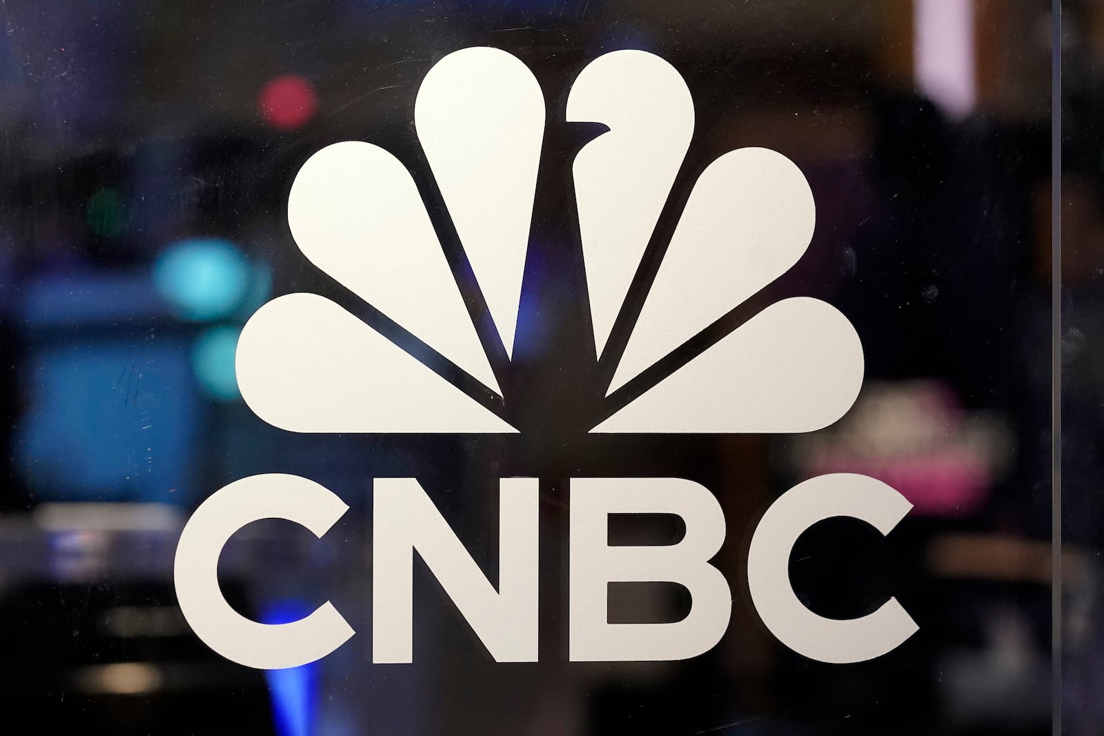 The logo for CNBC appears on the CNBC studio on the floor of the New York Stock Exchange, Wednesday, Nov. 20, 2024. (AP Photo/Richard Drew)