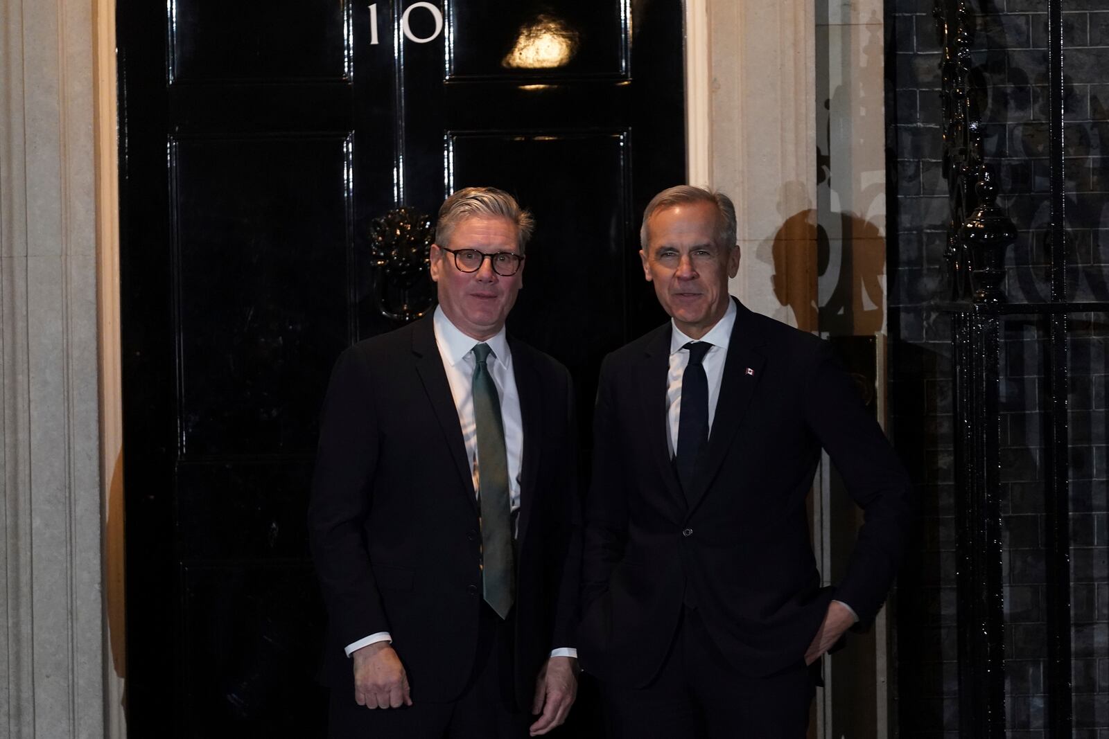 Britain's Prime Minister Keir Starmer welcomes Canada's Prime Minister Mark Carney to 10 Downing Street in London, Monday, March 17, 2025.(AP Photo/Alberto Pezzali)