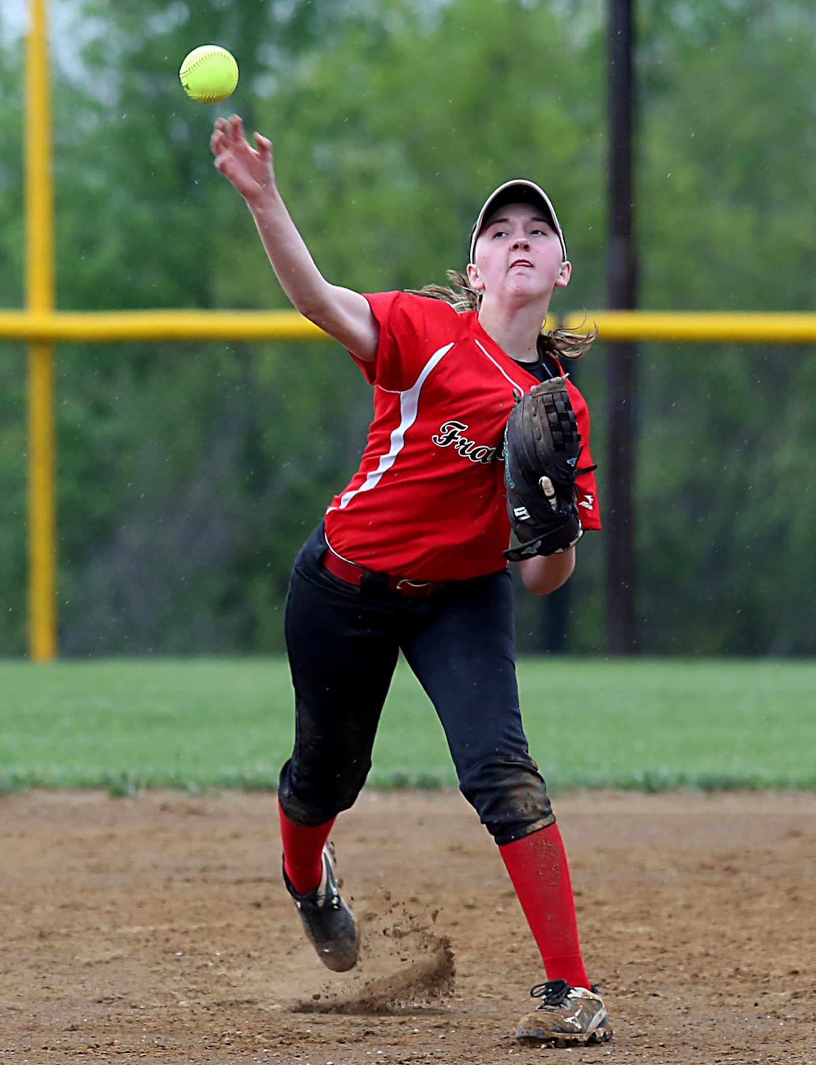 Franklin shortstop Haley Adams makes the throw to first during the Wildcats’ 10-0 defeat at Monroe on May 3. CONTRIBUTED PHOTO BY E.L. HUBBARD