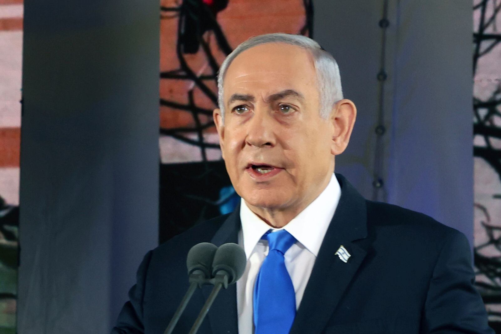 FILE - Israel's Prime Minister Benjamin Netanyahu speaks at the Mount Herzl military cemetery in Jerusalem, Israel, on Oct. 27, 2024. (Gil Cohen-Magen/Pool Photo via AP, File)