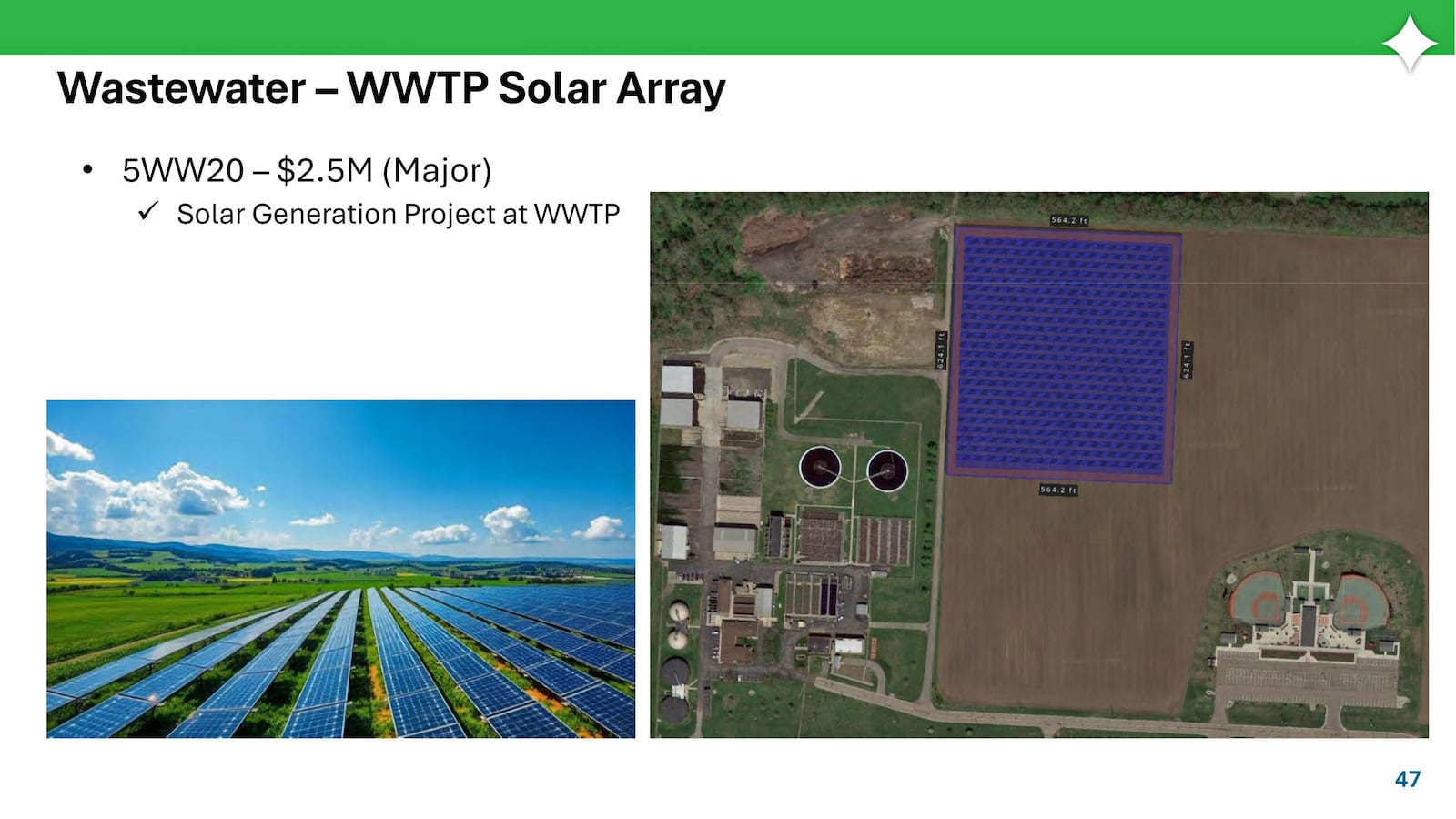 Fairfield’s capital improvement plan includes spending $2.5 million for an array of solar panels near the city’s wastewater treatment plant on Groh Lane. Contributed photo