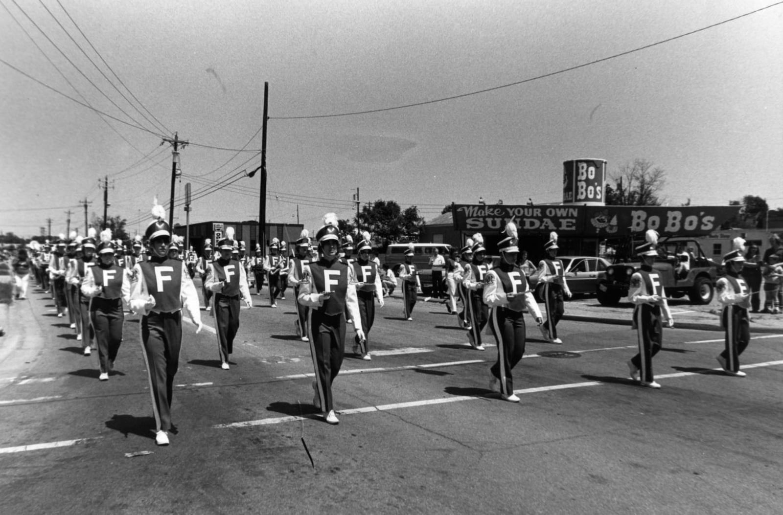 The Fairfield High School Marching Band in a 1977/78 parade on Hicks Blvd. and Dixie Highway. That is the old Bo Bo's Ice Cream shop in the background. Before Bo Bo's it was the Frost Top Drive In. Journal-News file photo