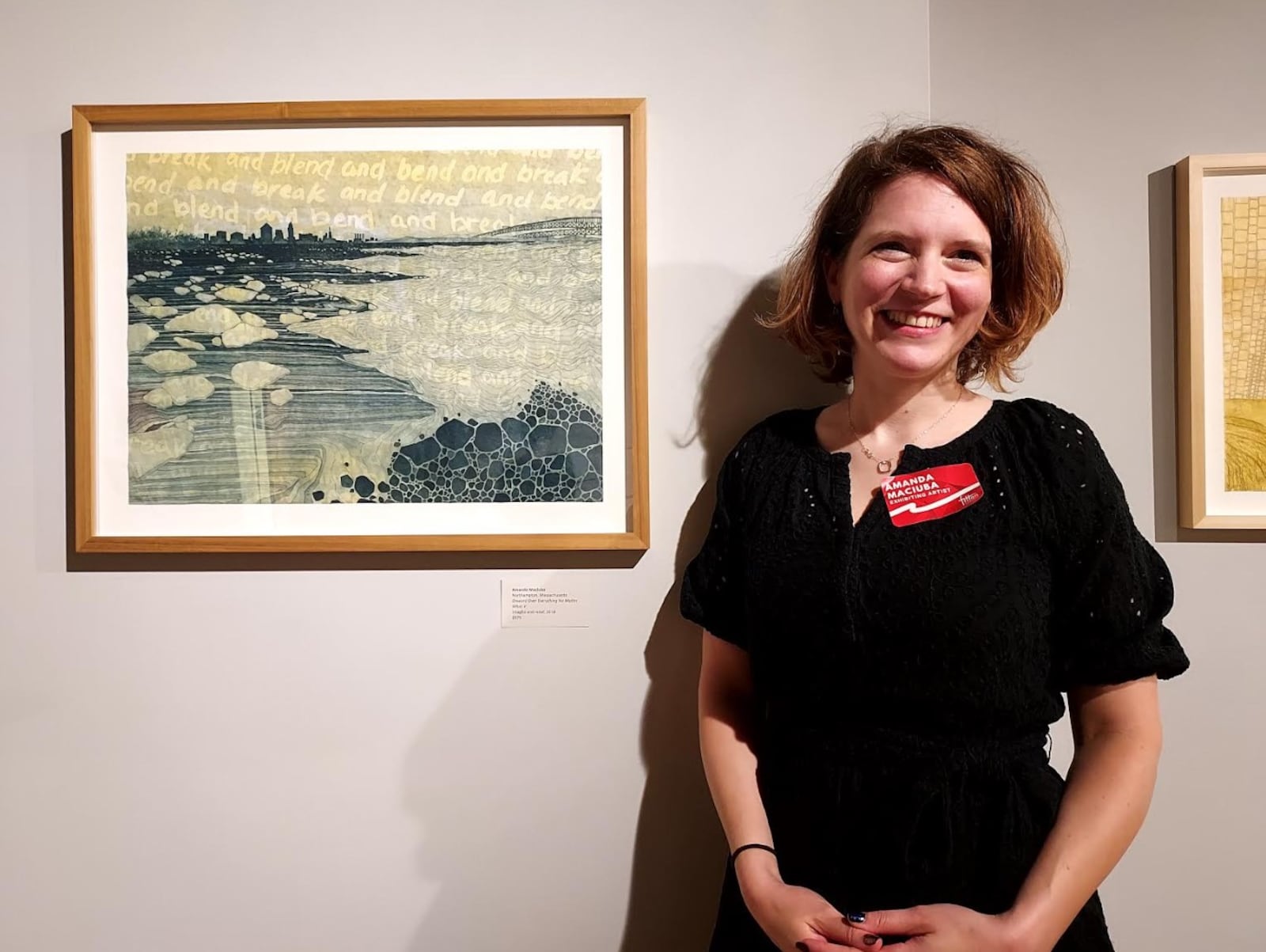 Visiting Artist Amanda Maciuba, who is part of the “Human Nature” exhibition at the Fitton Center for Creative Arts in Hamilton, was on hand to meet with guests during the center's season launch party Aug. 18, 2023. CONTRIBUTED