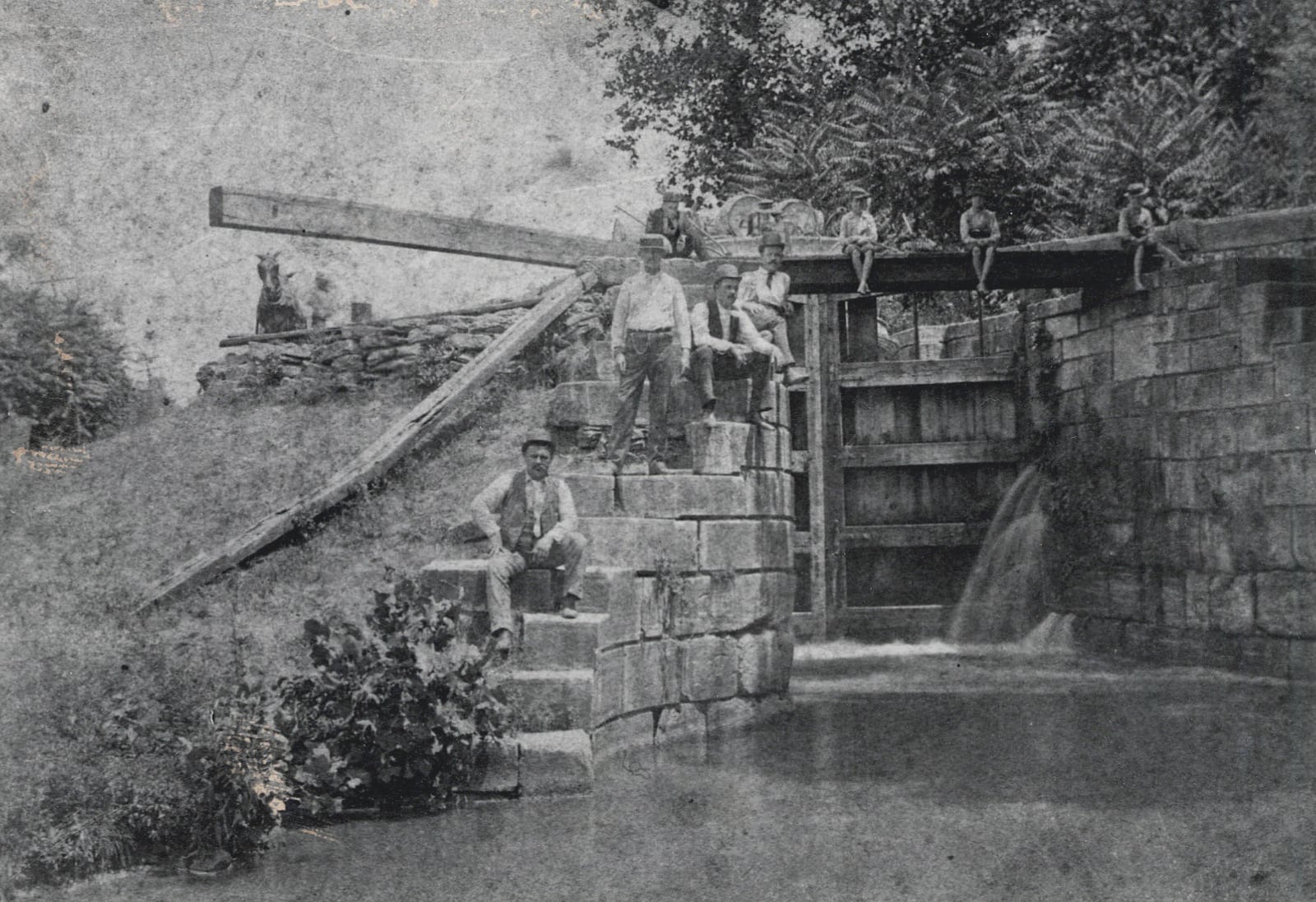 This is what the Excello Lock looked like around 1900. It was the first lock completed on the canal in 1826.  When the canal was completed in 1845 from Cincinnati to Toledo, there were 105 locks on the canal. SUBMITTED PHOTO