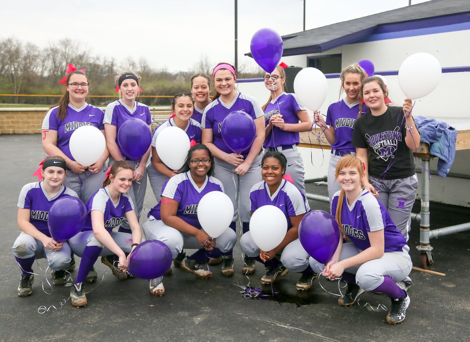 Middletown’s softball team was part of the Opening Day ceremonies Monday at Lefferson Park in Middletown. GREG LYNCH/STAFF