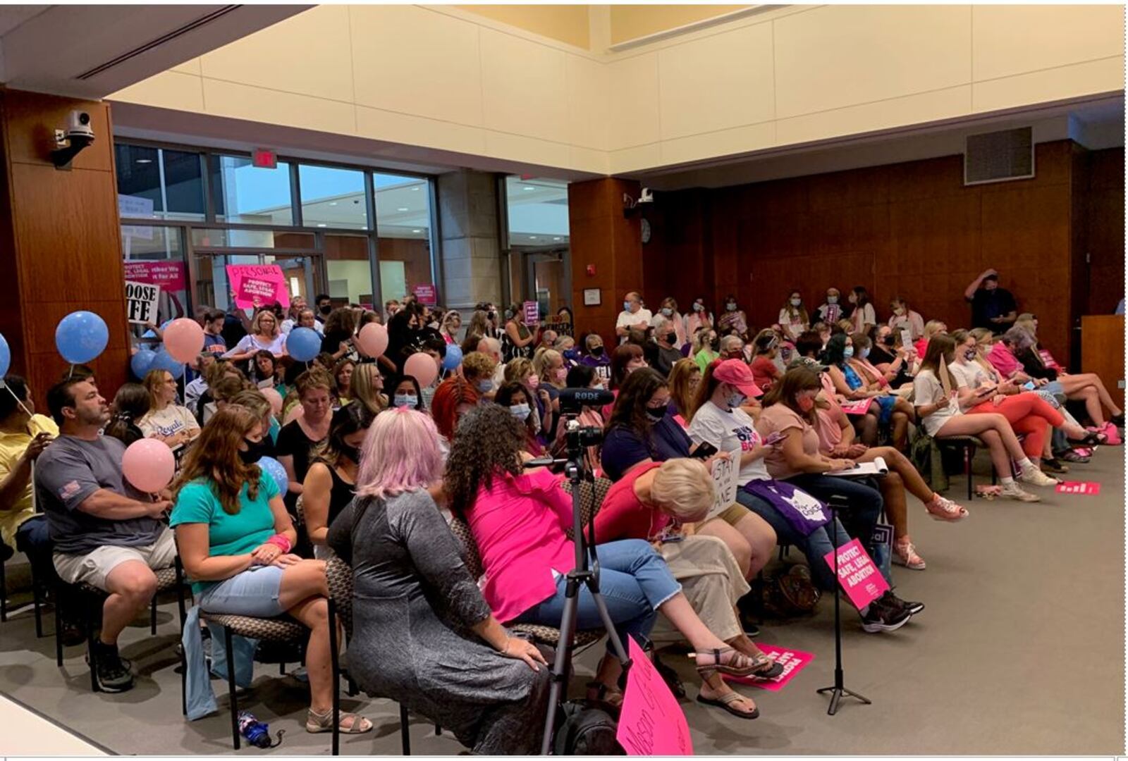 More than 150 people jammed into the Mason City Building's council chamber, overflow room and lobby on Monday to express their opinion about a proposed anti-abortion ordinance being reviewed by a Mason City Council committee that is similar to one adopted in May by Lebanon City Council. The ordinance has been discussed in committee but has not made it to the agenda for council consideration. ED RICHTER/STAFF