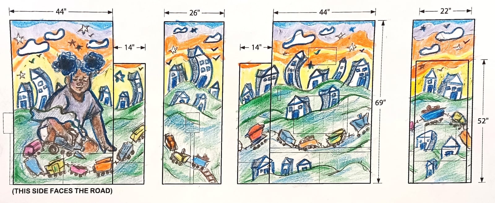 There will be five new murals painted around the city of Hamilton through the StreetSpark public art program. This design by Kiera Fisher is titled “All Aboard!” and will be on a utility box at the corner of Martin Luther King Jr. Boulevard and Hanover Street. PROVIDED