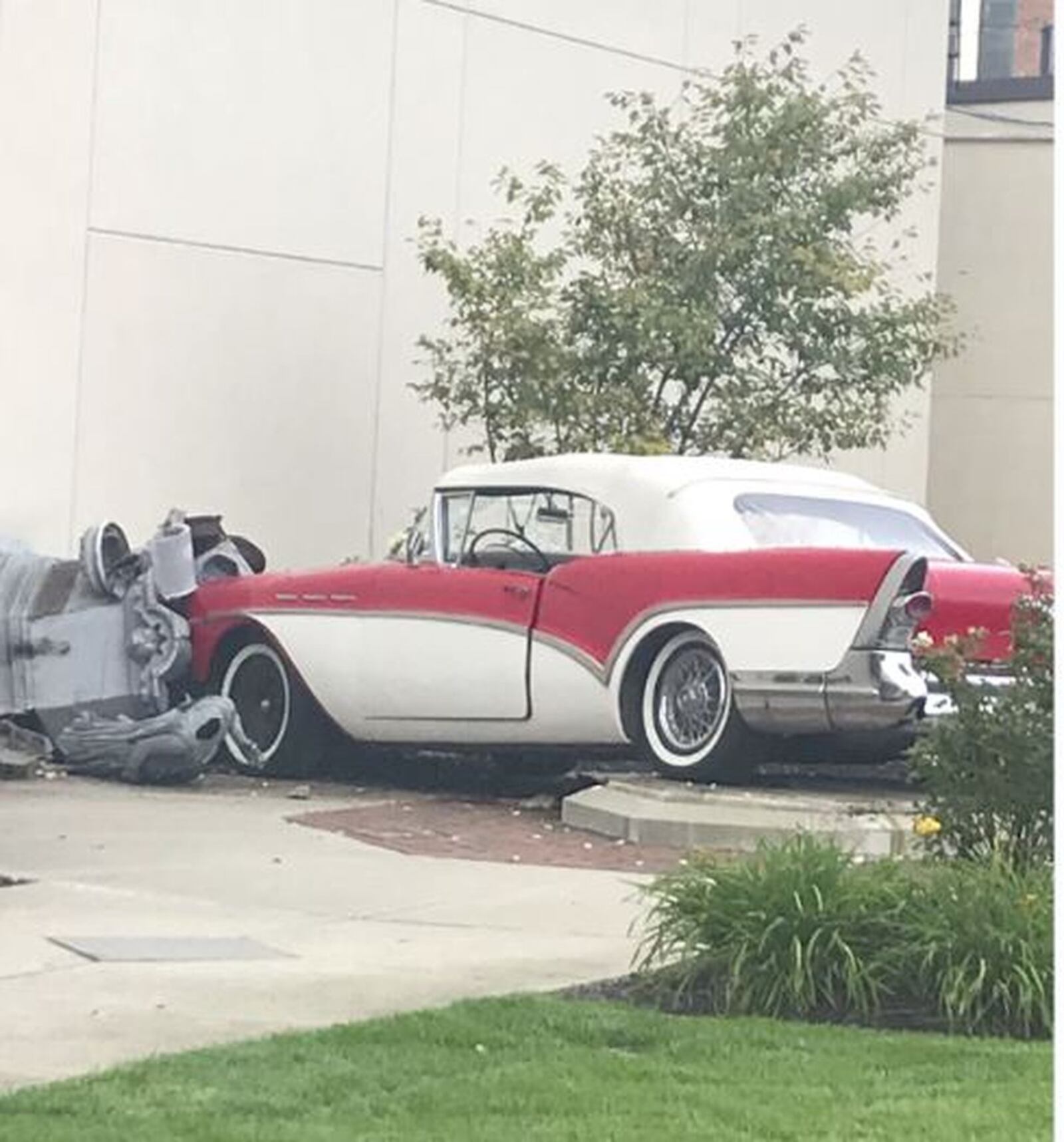 In October, a 1957 Buick hit the fountain, causing many to believe the fountain sculpture was destroyed beyond repair. PROVIDED