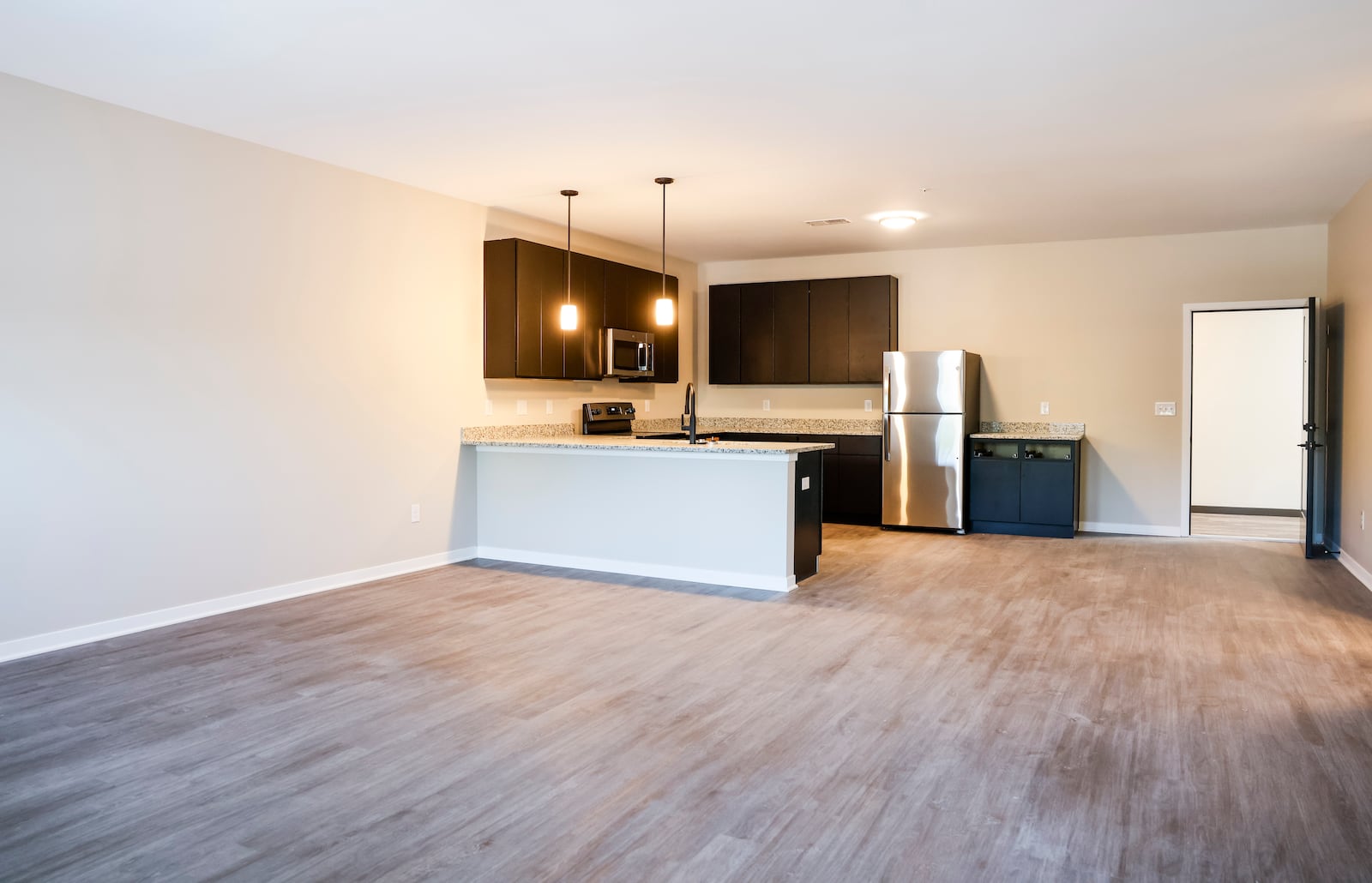 Apartments at Rossville Flats on Main Street in Hamilton are nearing completion with possible move-in starting in the end of October. This is the large one bedroom layout. NICK GRAHAM/STAFF