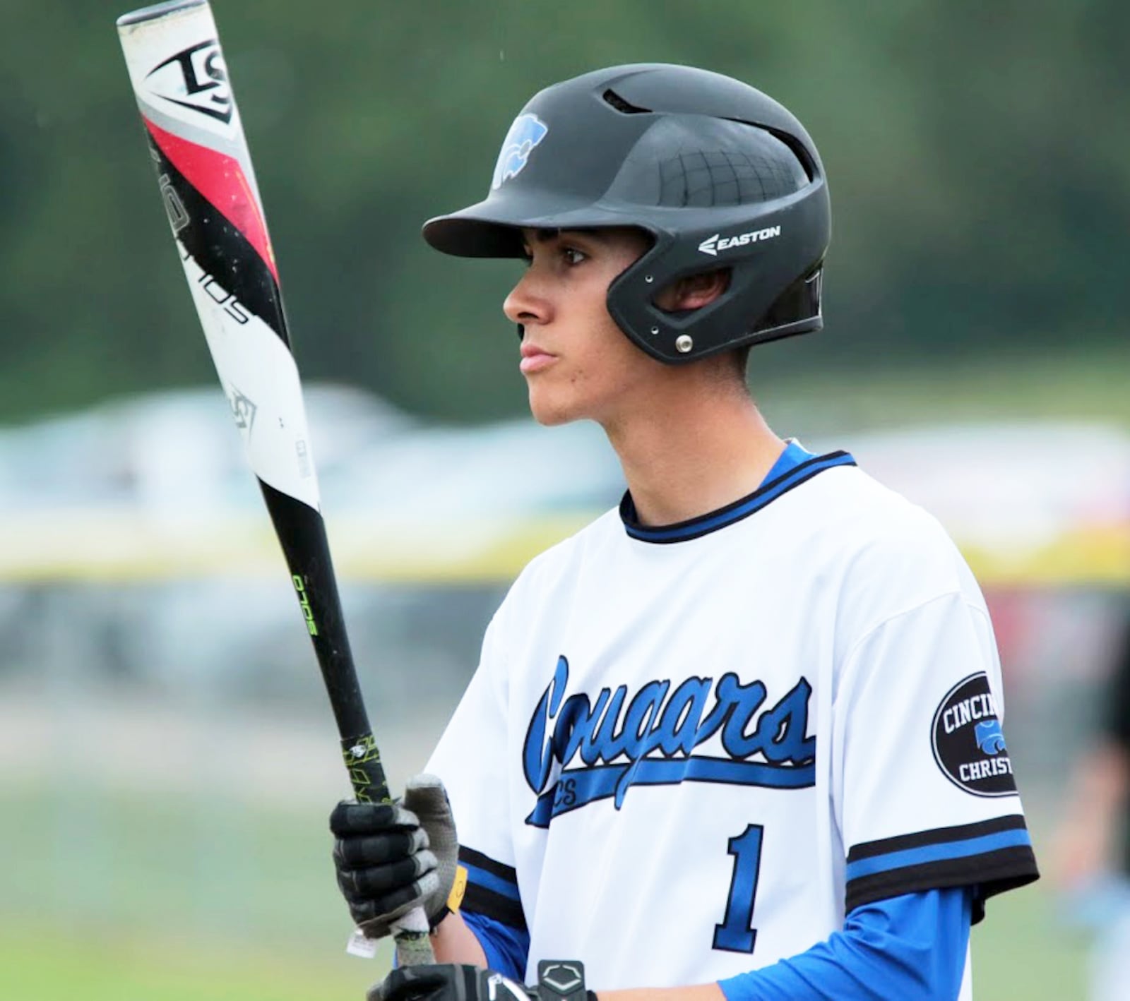 Cincinnati Christian’s Winston Spencer prepares to head to the plate May 22 on the first day of a 3-1 win over Tri-County North in a Division IV district baseball final at Carlisle’s Sam Franks Field. RICK CASSANO/STAFF