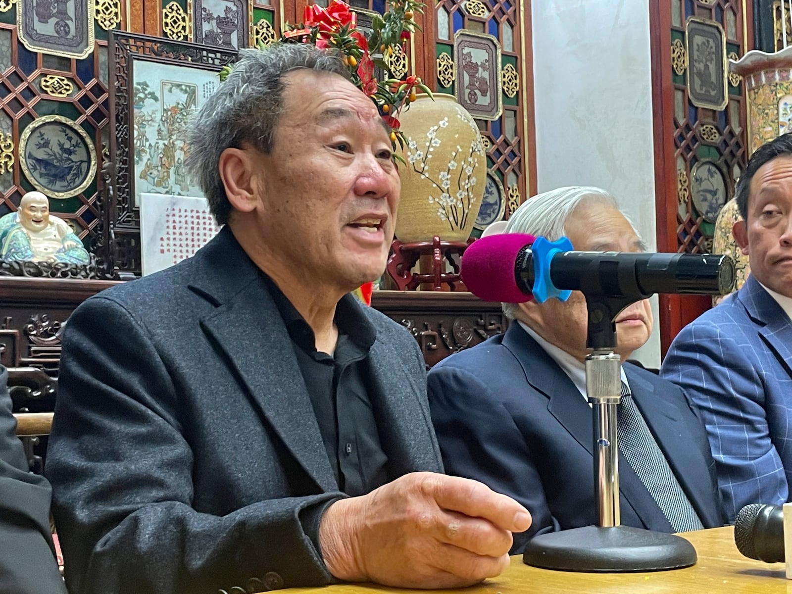 Great-grandson of Wong Kim Ark, Norman Wong, talks during a news conference in the Chinatown district of San Francisco on Friday, Jan. 24, 2025. (AP Photo/Haven Daley)