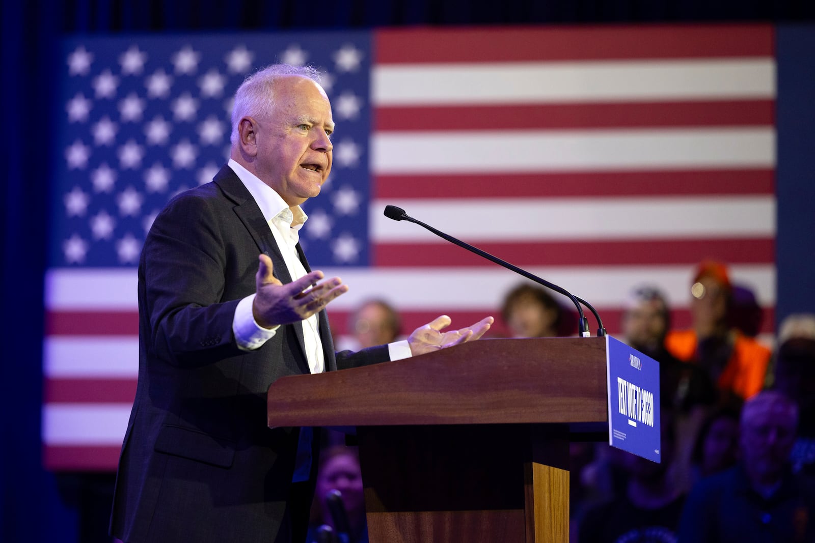 Democratic vice presidential nominee Minnesota Gov. Tim Walz speaks during a campaign event Friday, Oct. 25, 2024, in Scranton, Pa. (Christopher Dolan/The Times-Tribune via AP)