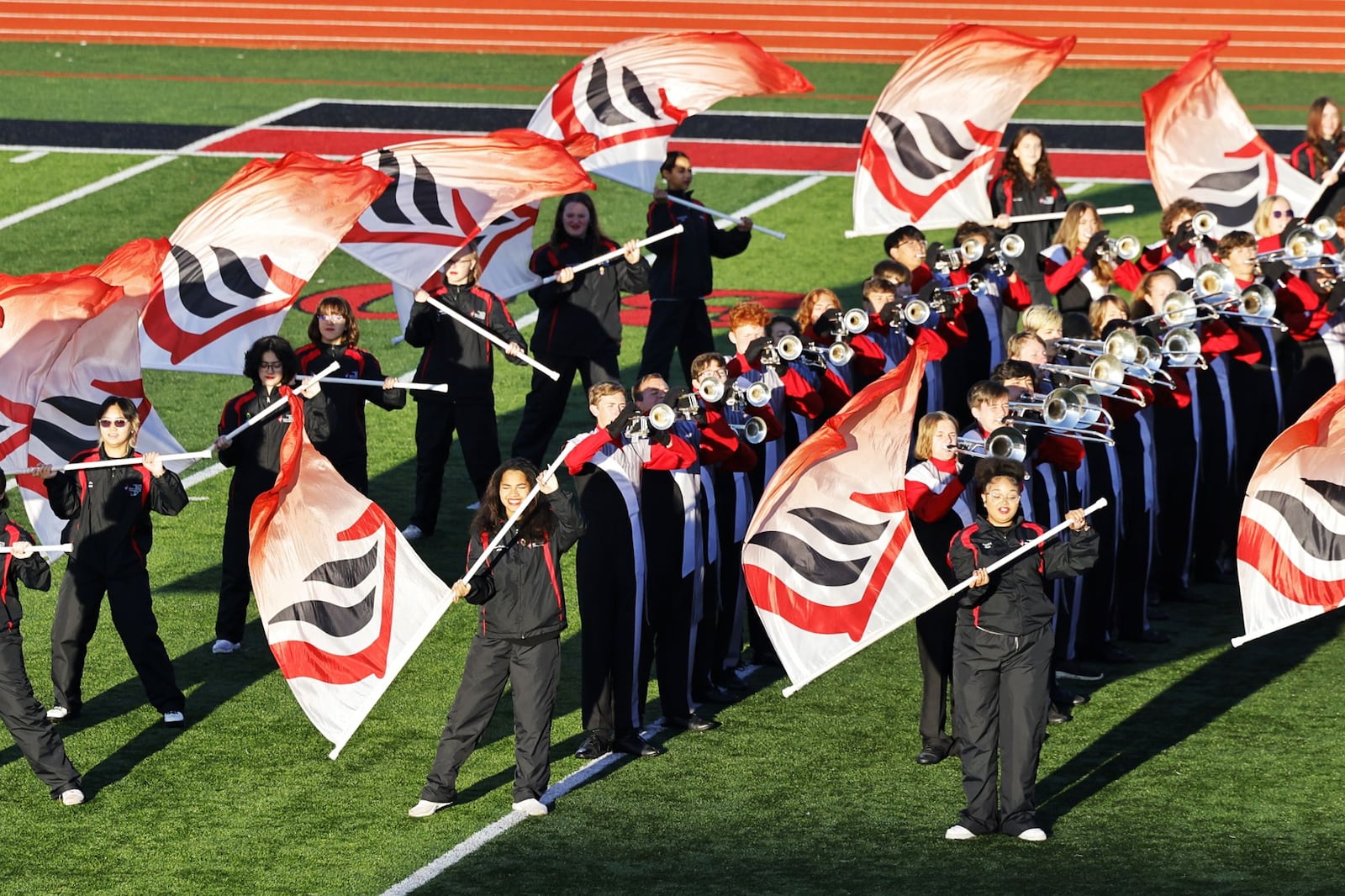 Lakota West football team, marching band, cheerleaders, mascots and more were featured on national television during The Today Show's Friday Morning Lights segment Friday, Sept. 30, 2022. NICK GRAHAM/STAFF