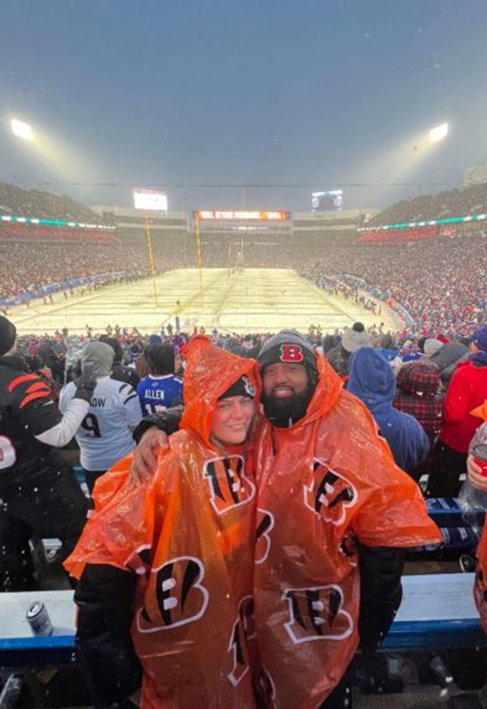 Jennifer and Aaron Bryant, of Franklin Twp., represented the Bengals colors when they attended the Jan. 22 AFC Divisional game in Buffalo. SUBMITTED PHOTO