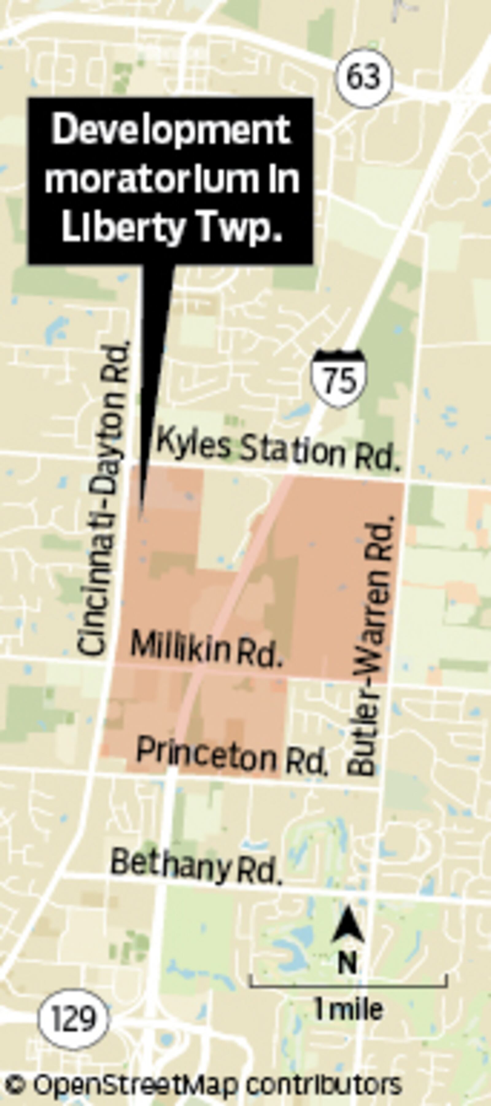 Liberty Twp. moratorium on commercial development map.