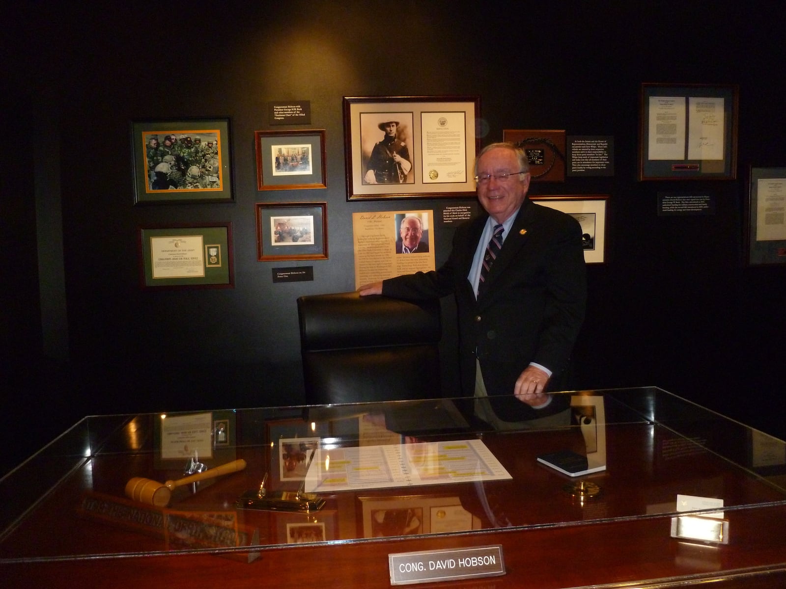 Retired U.S. Rep. Dave Hobson, R-Springfield, visits his recreated Congressional office at the Clark County Historical Society’s Heritage Center.